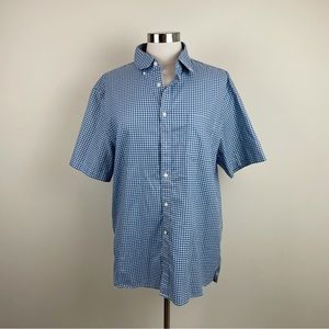 Jos. A. Bank 1905 Tailored Fit Blue White Check Gingham Button Front Top Shirt